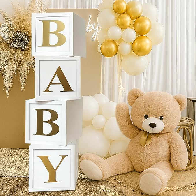 QIFU Baby Shower Decorations 4pcs Baby Balloon Boxes Blocks by QIFU