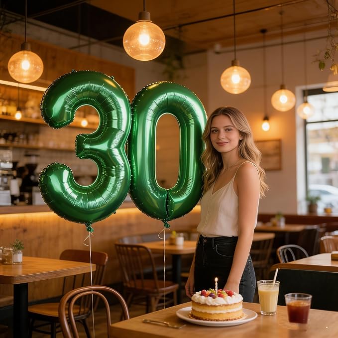 Number 30 Balloons 40 Inch for 30th Birthday Party Decoration, Dark Green | - Image 3
