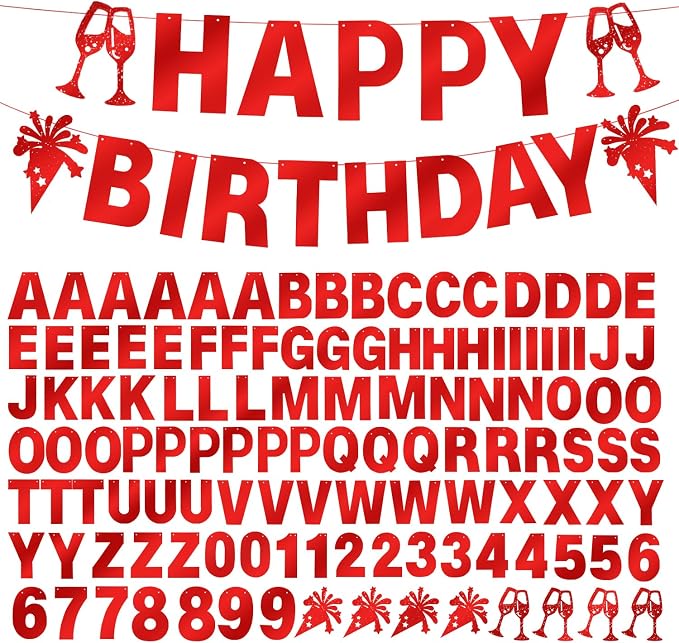 129Pcs Glitter Customizable Banner Kit DIY Custom Letter Banners Happy Birthday by MFLUEEWR