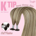 YoungSee Human Hair K Tip Hair Extensions Balayage Light Brown and Platinum Blonde Ktips Remy Hair Extensions 1G/S 50G 20In