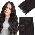 DOORES Hair Extensions Real Human Clip in 20 inch 120g 7pcs Invisi Edge, Seamless Clip in Hair Extensions Invisible Clipins Virgin Injected Skin Weft, 2 Dark Brown