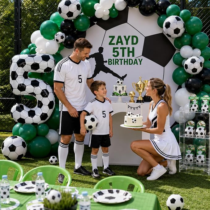 Soccer 5 Balloon Number, 40 Inch Soccer Number 5 Foil Balloon - Image 4