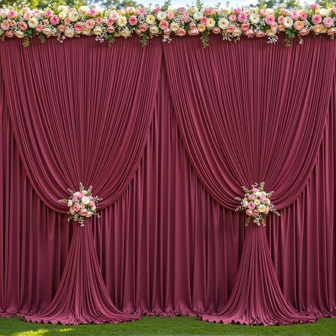 10 Panels Burgundy Backdrop Curtains - Image 3