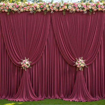 10 Panels Burgundy Backdrop Curtains - Image 3