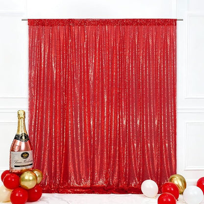 Eternal Beauty Red 3mm Sequin Backdrop 7x7 Ft by EternalBeauty