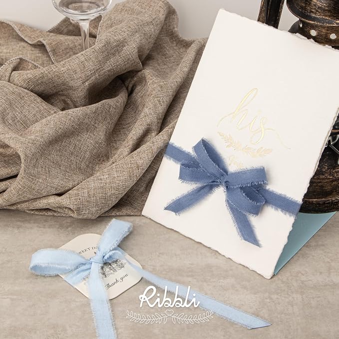 Ribbli 3 Rolls Blue Ribbon 5/8 Inch x 18Yards Light Blue Baby Blue Dusty Blue - Image 3