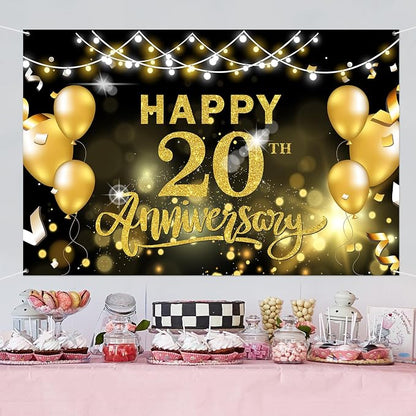 WeBenison Happy 20th Anniversary Backdrop 20th Wedding Anniversary Photography - Image 5