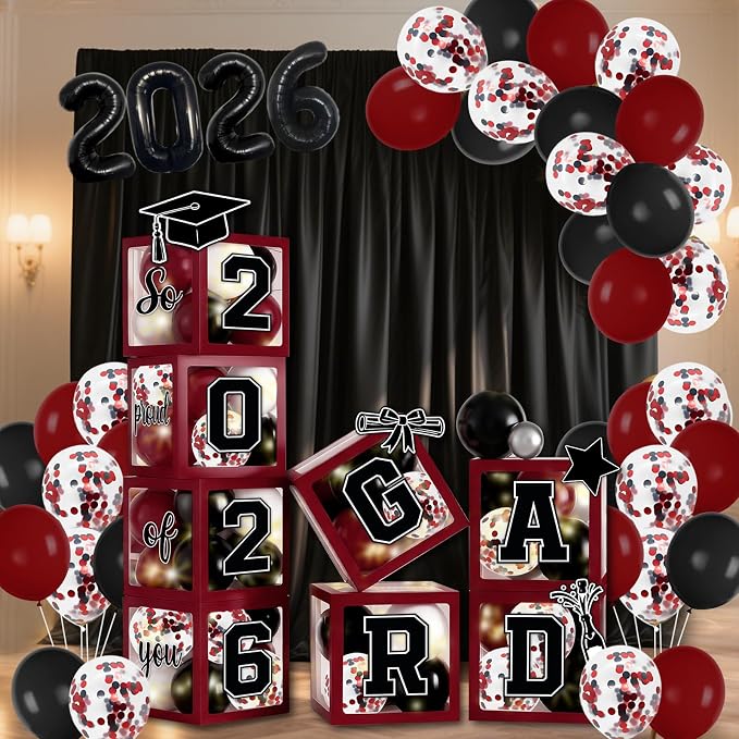 2026 Graduation Balloon Boxes Decorations – Clear Balloon Box Stack - Image 5