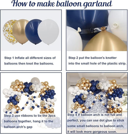 Navy Blue and Gold Balloons Arch Kit - Image 3