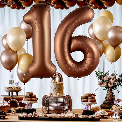 KatchOn Coffee Brown 1-Piece Number 16 Balloon - Image 3