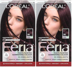 L'Oreal Paris Feria Multi-Faceted Shimmering Permanent Hair Color, 36 (Chocolate Cherry) Deep Burgundy Brown, Pack of 2 Hair Dye Kit