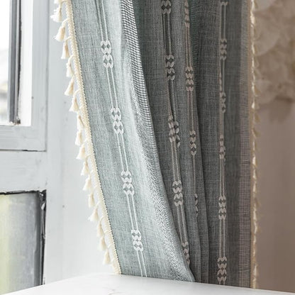 Boho Embroidery Striped Farmhouse Curtains - Image 6
