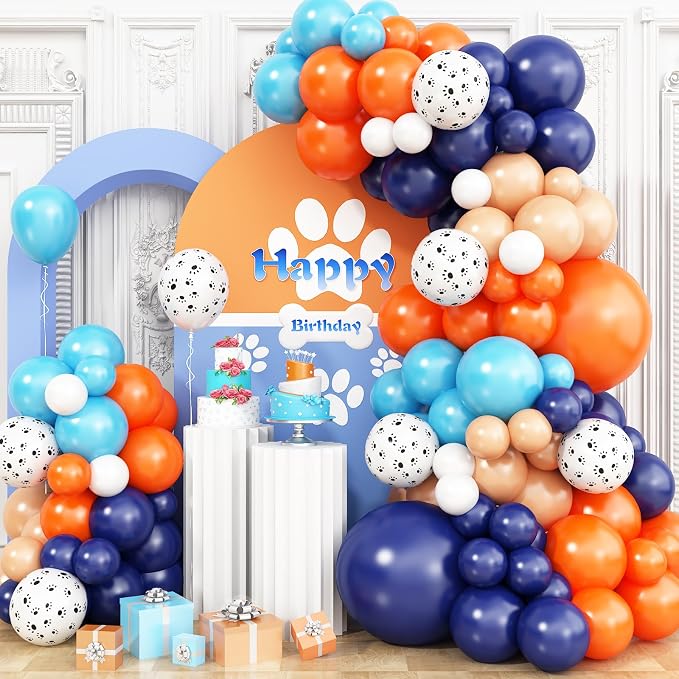 Orange Blue Beige Balloons Garland Kit by Adorely