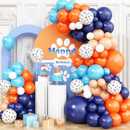 Orange Blue Beige Balloons Garland Kit by Adorely