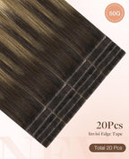 GOO GOO Invisi Edge Tape in Hair Extensions Human Hair, 2/6/18 Balayage Brown to Dirty Blonde, 20pcs 16inch 50g, Virgin Remy Hair, Seamless Injected Tape, Natural Look