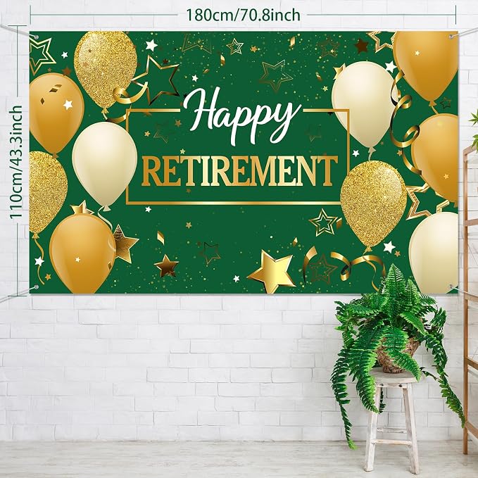 Blulu Retirement Party Decorations, Extra Large Fabric Retire Sign Banner Photo - Image 3
