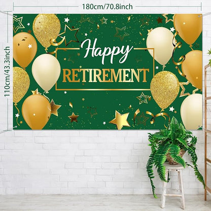 Blulu Retirement Party Decorations, Extra Large Fabric Retire Sign Banner Photo - Image 3
