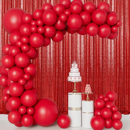 4×8FT-2PCS Red Sequin Backdrop Curtains Panels, Photography Backdrop Glitter - Image 3