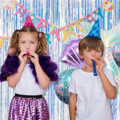 5 Pack Foil Curtain Backdrop Iridescent Metallic Tinsel Foil Fringe Curtains - Image 3