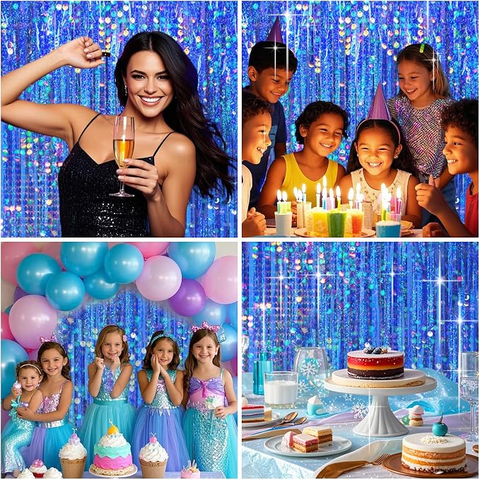 4 Packs Blue Foil Fringe Curtain, Baby Shower, Bachelorette, Graduation - Image 5