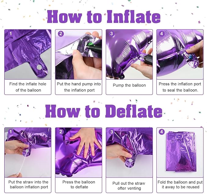 7th Birthday Number Balloon for Girls, 40 Inch Giant Mylar Purple 7 Balloon - Image 7