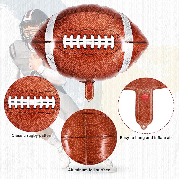 24 Pcs Football Balloons, 18 Inch Football Party Foil Balloons, Sports Mylar - Image 5