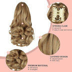Ponytail Extension, Clip on Ponytails for Women, 12" Claw Clip in Short Curly Wavy Pony Hair Extension for Women - Blonde