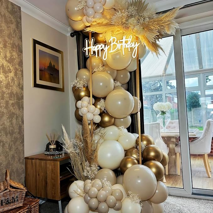 HILAVO White and Gold Balloon Arch Kit Nude White Beige Balloon Garland - Image 5