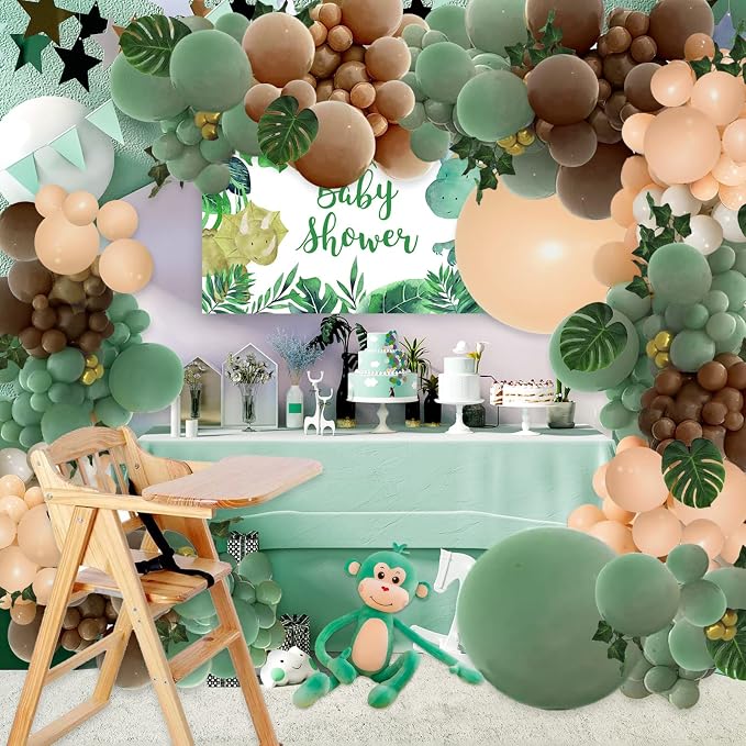 PERPAOL 148PCS Sage Green Brown Balloon Garland Kit, Jungle Safari Woodland - Image 8