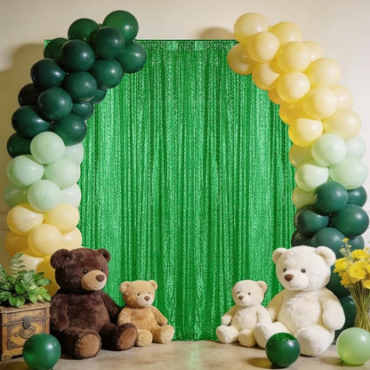 Sugargirl Grass Green Sequin Backdrop Curtain 7FTx7FT Glitter Grass Green - Image 2