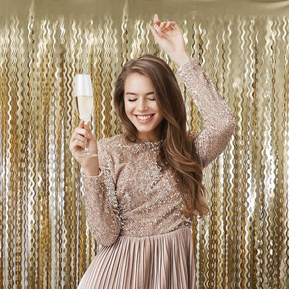 GOER Metallic Tinsel Foil Fringe Curtains Party Photo Backdrop Party Streamers - Image 3