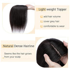 SEGO Human Hair Toppers for Women With Thinning Hair, 7 * 13CM Silk Base 100% Real Human Hair Clip in Top Wiglet Hairpieces /8 Inch No Bangs Natural Black