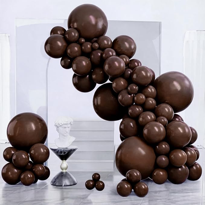 PartyWoo Dark Brown Balloons 4pcs Boho Coffee Neutral Fall Color | 18 12 10 5 by PartyWoo