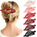 Flat Hair Clips for Women - 6 PCS French Flat Claw Clips Medium Hair Clips for Girls Large Hair Claw Clips for Thick or Thin Hair Strong Hold No Slip Hair Accessories for women (Red)
