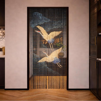 Flying Cranes at Night Beaded Bamboo Curtain 35.4" x 78.7" | 90-strand doorway - Image 7