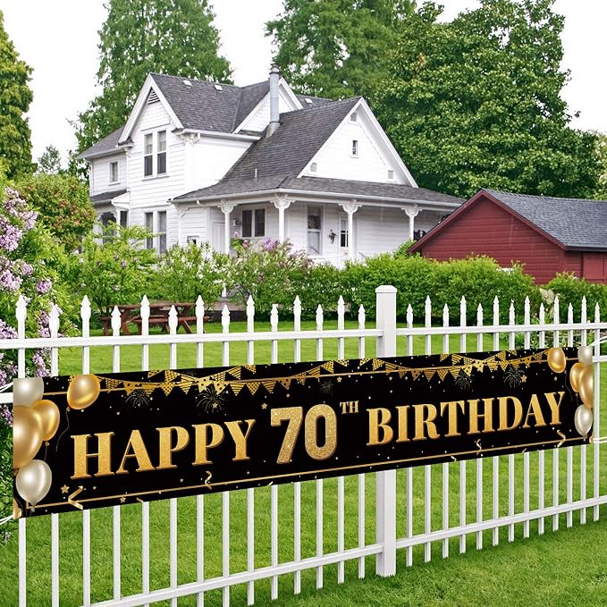 Large Happy 70th Birthday Decoration Banner, 70th Birthday Party Decorations - Image 5
