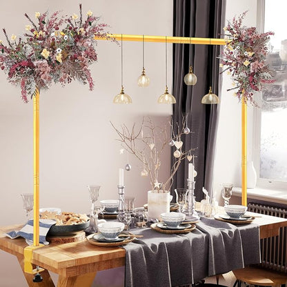 Over The Table Rod Stand with Clamps Gold Table Balloon Arch Frame | Adjustable by Nisoger