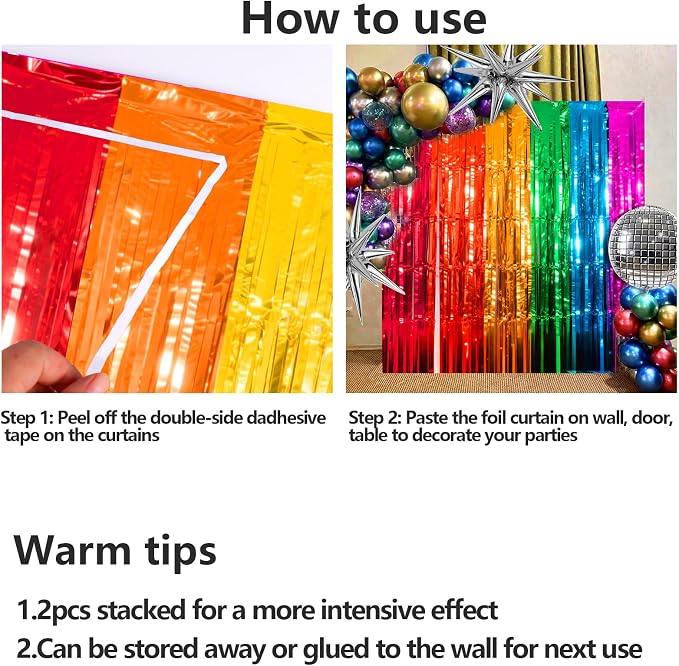 4 Packs Rainbow Foil Fringe Curtain, Baby Shower, Rainbow Party Decorations - Image 9
