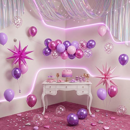 Pink and Purple Balloons, 12 Inch Pastel Pink Metallic Purple Latex Balloons - Image 8