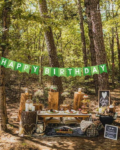 Letjolt Green Happy Birthday Banner Green Garland 13pcs | Theme Birthday Party - Image 4