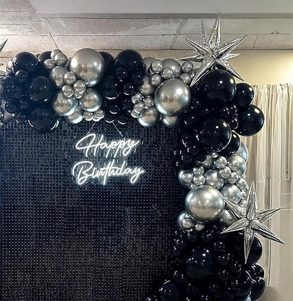 Black and Silver Balloon Garland Arch Kit - Image 7