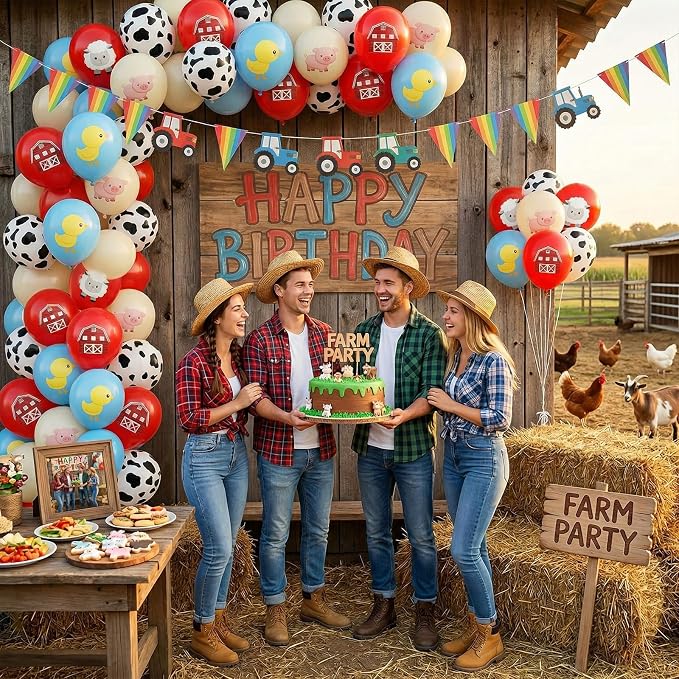 Red and Blue Farm Balloons, 12 Inch Farm Animal Balloons - Image 5