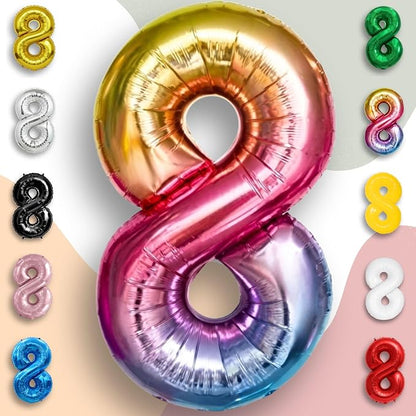 Rainbow Number Balloons 8 Mylar Foil 40 Inch - Image 5