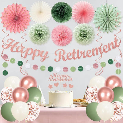 Vlipoeasn Pink Green Retirement Decorations - Image 9
