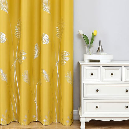 Yellow Room Darkening Curtains 63 Inches Long - Image 2