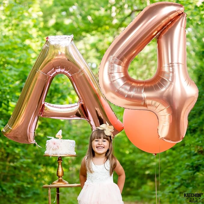 KatchOn Rose Gold Number 4 Balloons 40 Inch, 4 Birthday Decorations | Foil - Image 2
