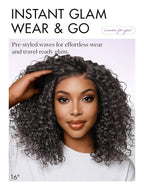 LUVME HAIR Curly Deep Wave Glueless Lace 100% Human Hair Short Wigs 16 Inches Pre Cut Plucked Hd Lace Wig Ready To Go Natural Color Bleached Knots Side Part Black Wigs 16 Inches