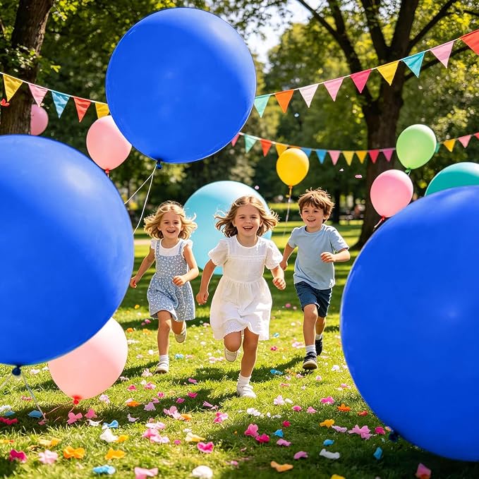 5Pcs Blue Big Balloons 36 Inch, Round Large Latex Party Balloons - Image 5