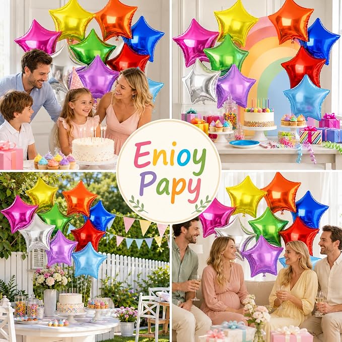FEYG Star Foil Balloons, 18 Inches, - Image 6