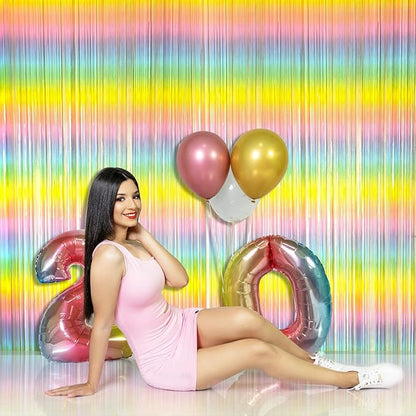 Pastel Rainbow Foil Fringe Curtain Streamers Party Backdrop Foil Fringe - Image 3